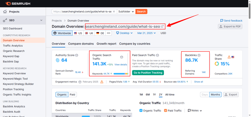 searchengineland page backlinks