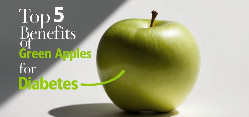a green apple with the words top 5 benefits of green apple