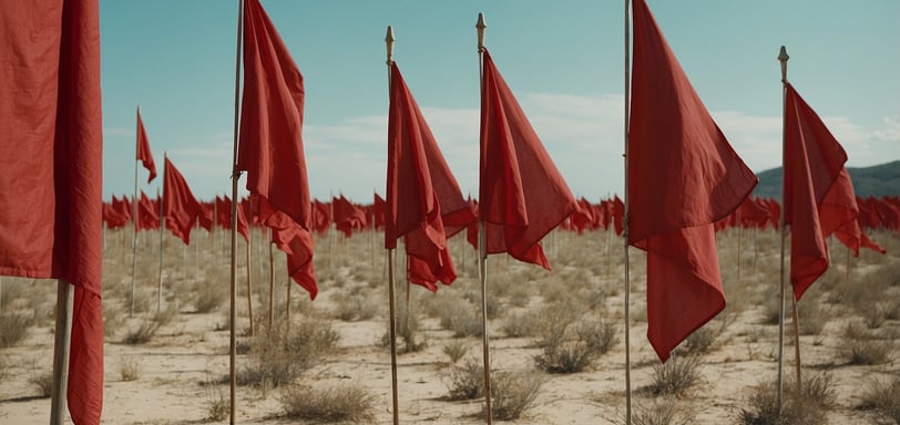 a group of red flags 