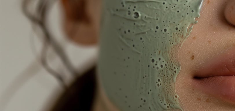 a woman with a green face mask on