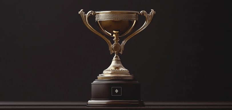 a trophy trophy with a gold trophy cup