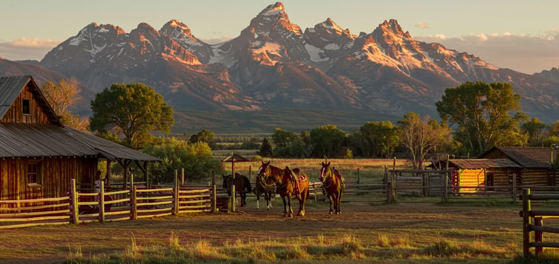 Colorado dude ranch vacation planning: Topographical map, lasso, cowboy boots, hat, and a checklist