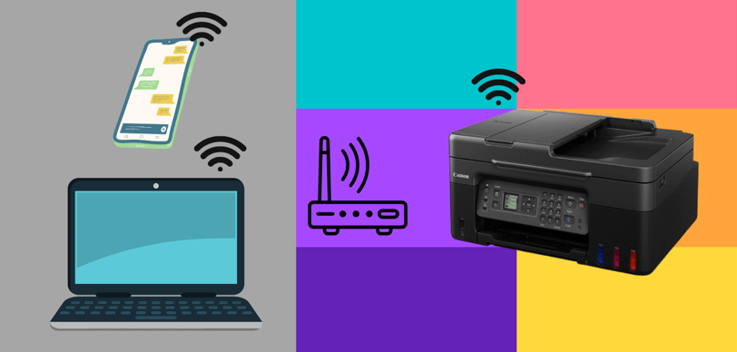 Image of a modern printer with a visible Wi-Fi signal icon, emphasizing wireless printing features.