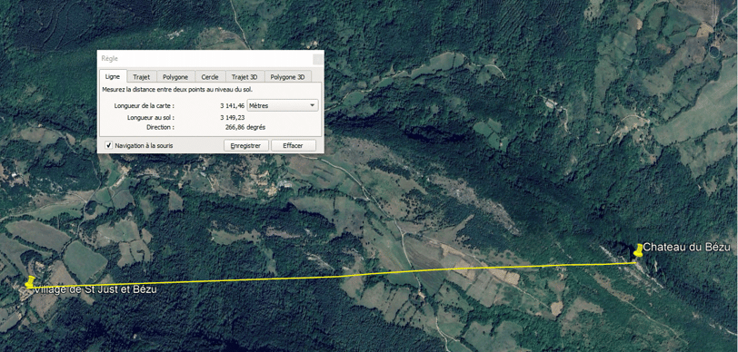 Mesure de distance et d'angle avec Google Earth
