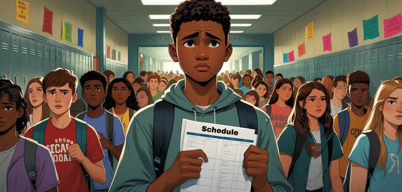 New Student In Hallway, Trying to Find Class