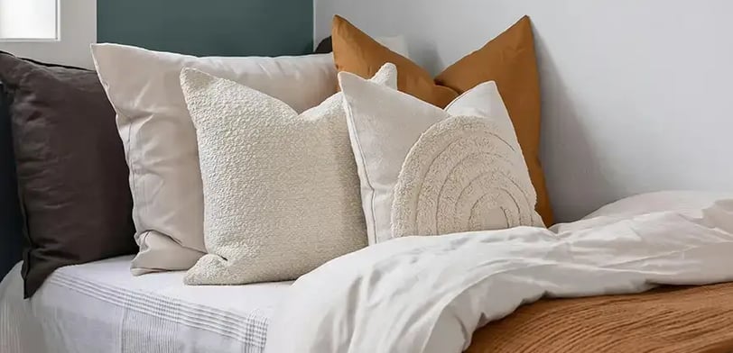 boho bedroom with different textures