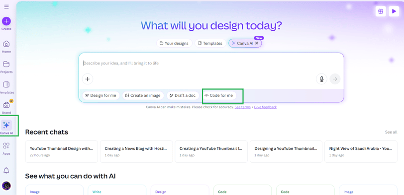 canva ai code generator