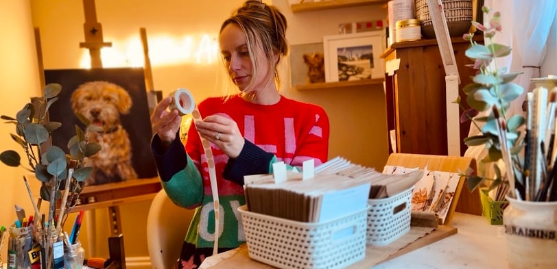 Packing orders in my home studio