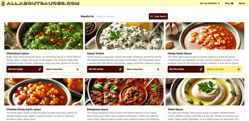 allaboutsauces.com search results page