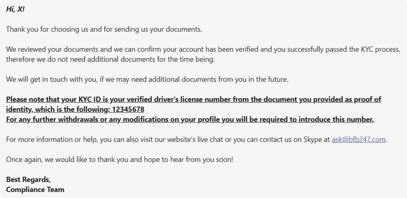 DOCUMENTS BFB247 KYC