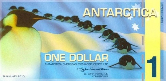 Antartica One Dollar Penguin Fantasy Banknote