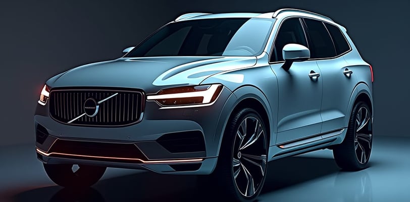 a silver suv parked in a dark room