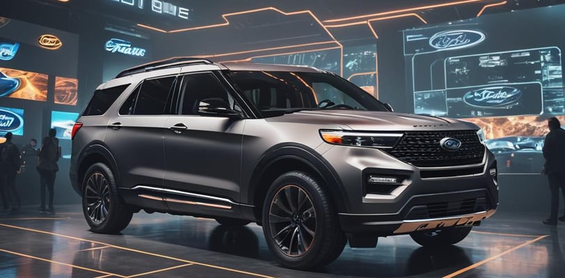 a silver suv parked in a showroom