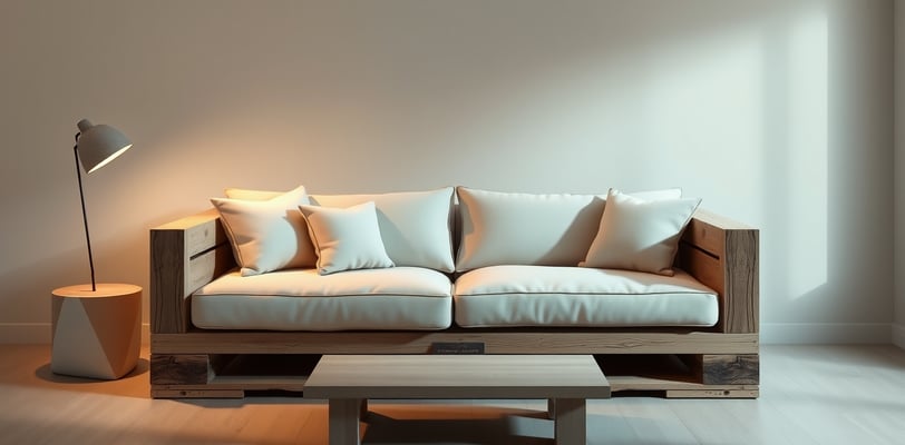 a pallet couch with pillows