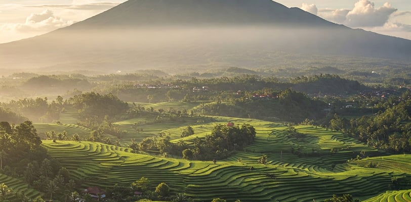 ilustrasi foto gunung batur kintamani bali