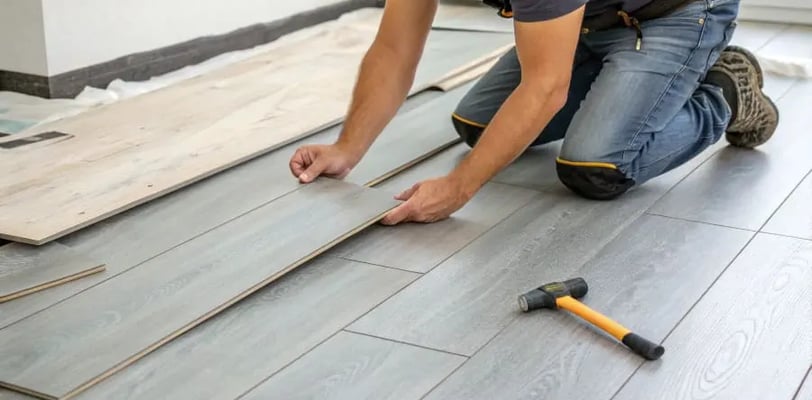 Pose de parquet dans une chambre