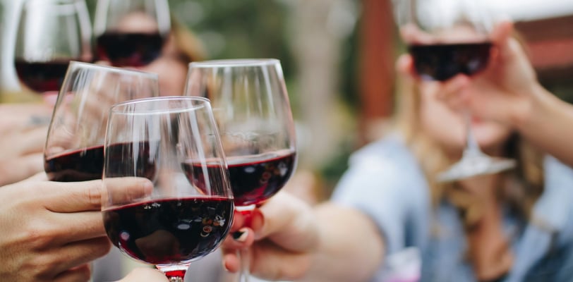 Amigos compartilhando uma taça de vinho