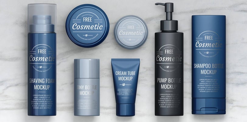 a variety of hair products on a marble counter top