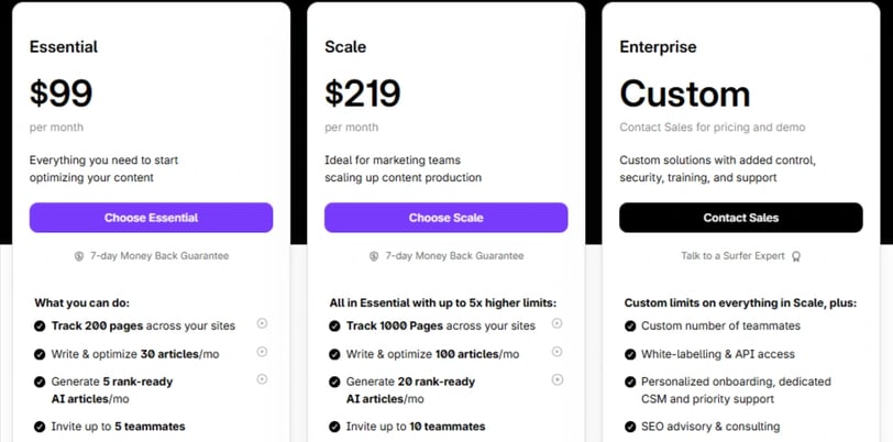 Surfer-seo-pricing