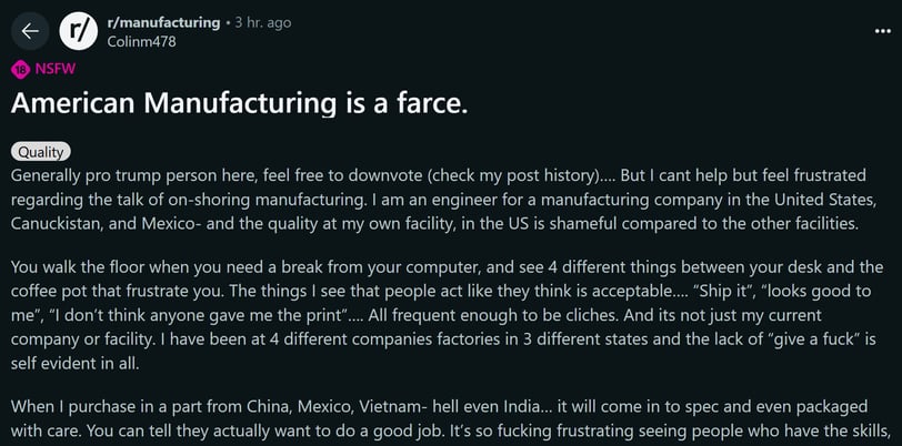American manufacturing is a farce.