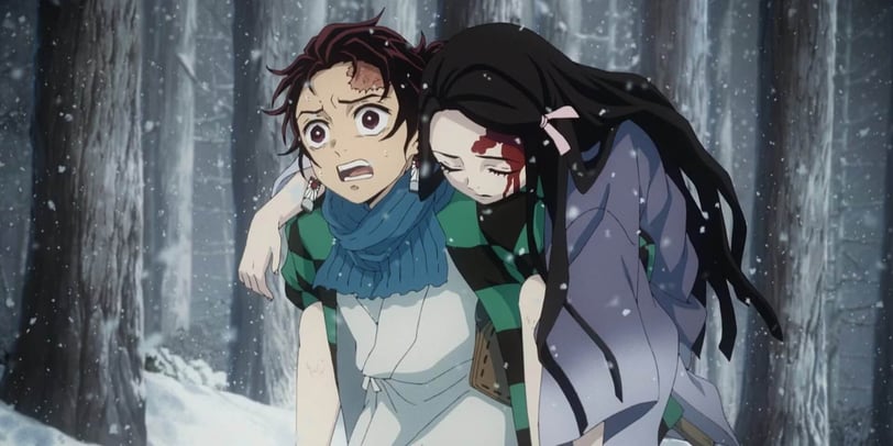 Tanjiro Rescuing Nezuko after the Family Massacre