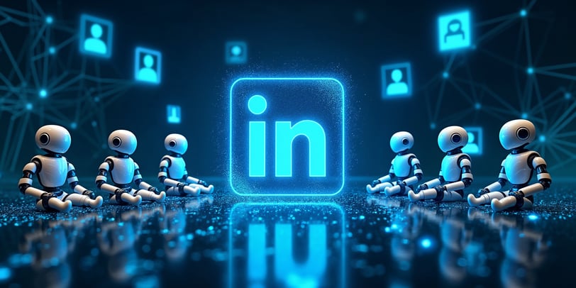 AI generated image of linkedin and robots
