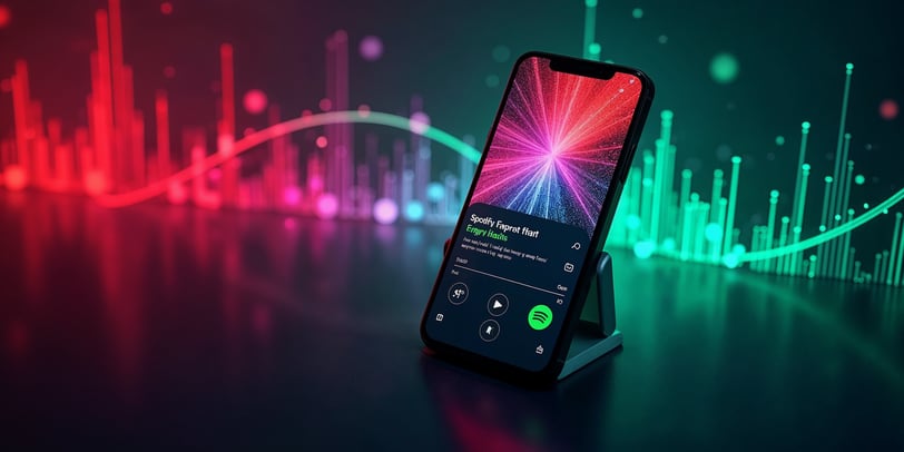 A collage showcasing the Spotify apps available for iPhone users, highlighting their log