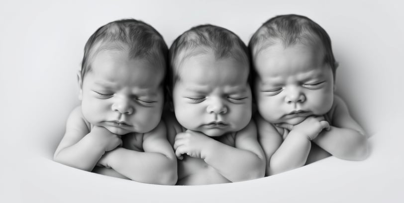 three newborn babies sleeping