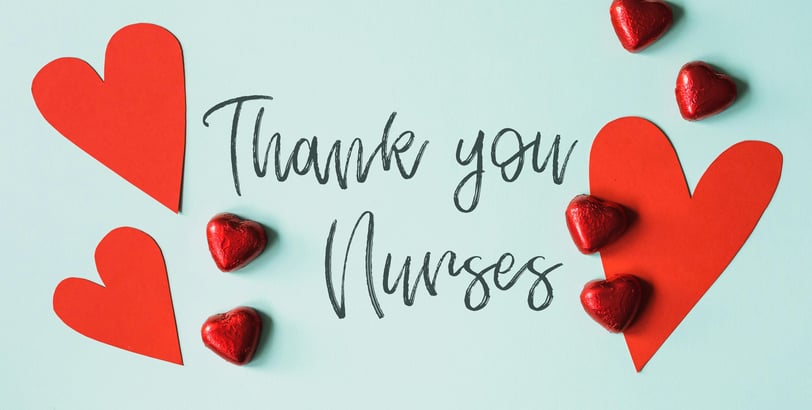 a thank card with hearts on it