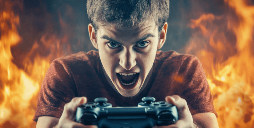 a man is playing video games on a video game