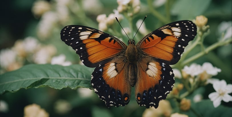 a butterfly on a flowery plant