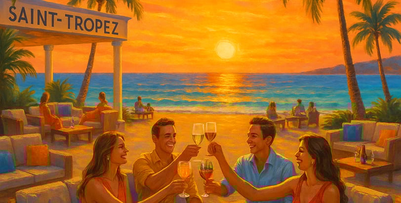 a group of people sitting around a table with wine glasses