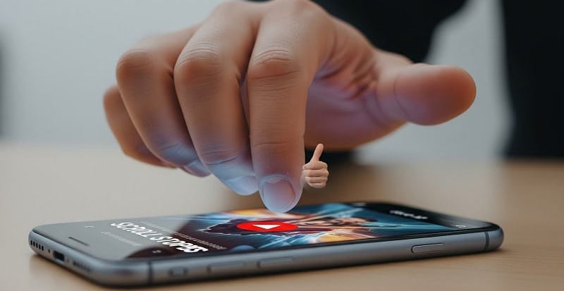 Smartphone showing vibrant "scroll stopper" video.