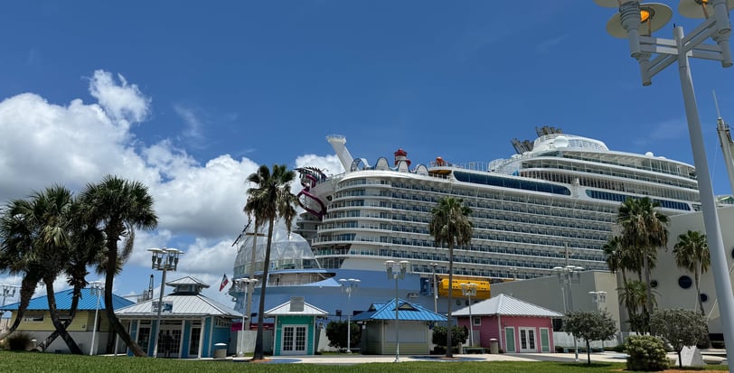 Pulling up to the cruise terminal on boarding day