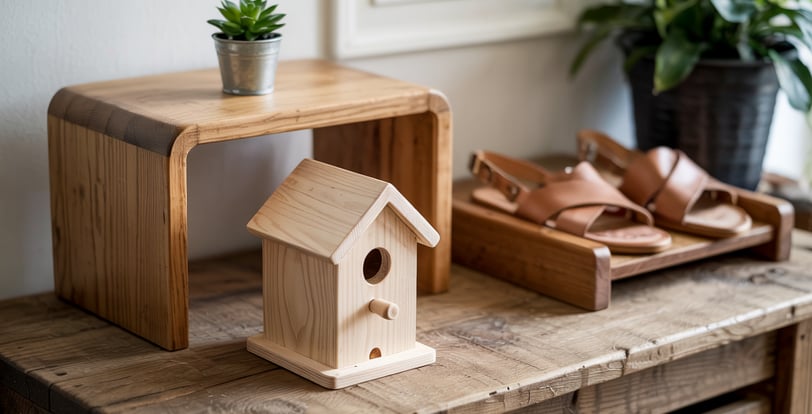 a birdhouse with a plant in a potted plant
