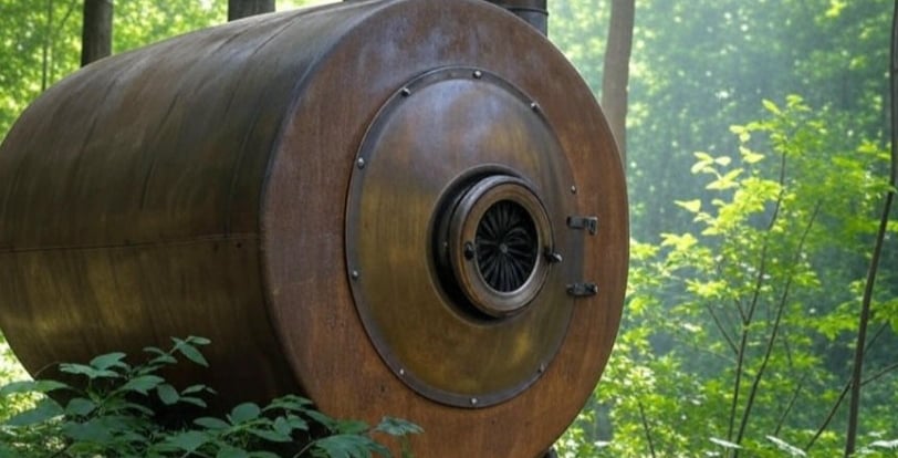 Eco-friendly biomass boiler setup converting food waste into renewable heat and power