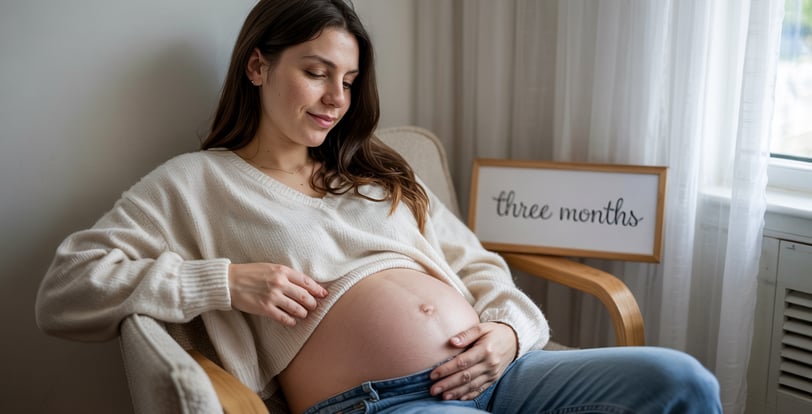 a pregnant woman sitting in a chair with her belly