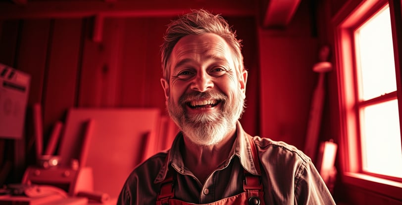 a smiling woodworker