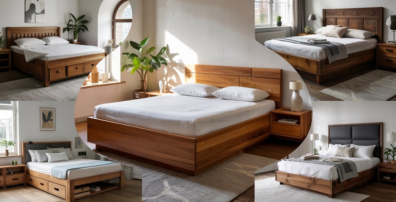 wooden bed design collage