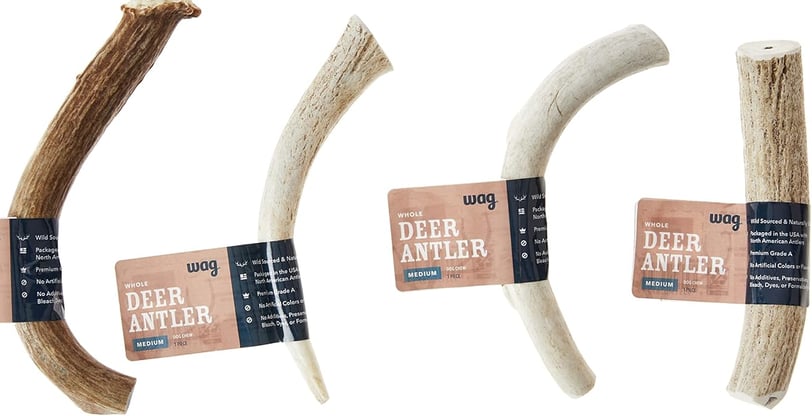 a variety of deer antler chews for dog