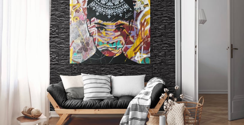 quadro personalizado de Audrey Hepburn em estilo pop-art.