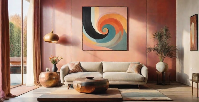 Abstrato: obra de arte com formas geométricas e cores vibrantes em estilo pop-art.