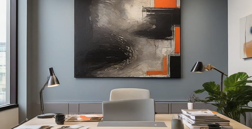 Arte pop abstrata com traços marcantes e cores vivas.