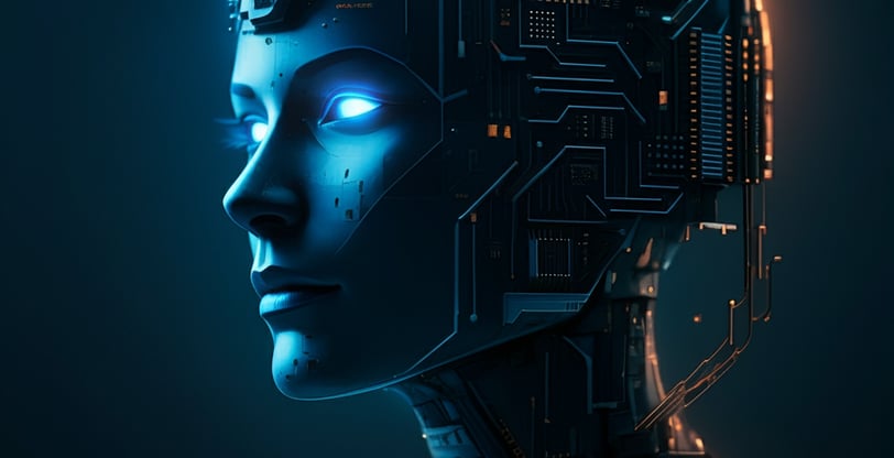 a head as a mix of human and AI