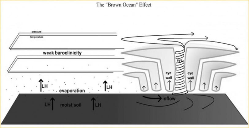 Brown Ocean Effect figure. (Image credit: Dr. Theresa Andersen and Dr. Marshall Shepherd / University of Georgia)