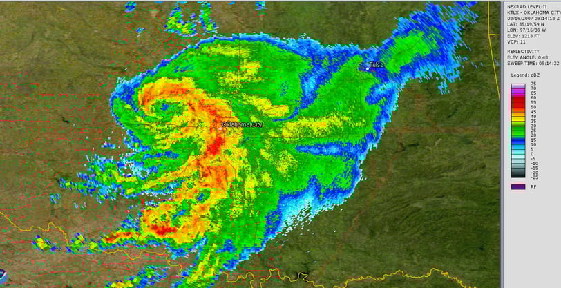 Weather radar image of Tropical Storm Erin (2007). (Image credit: NOAA)