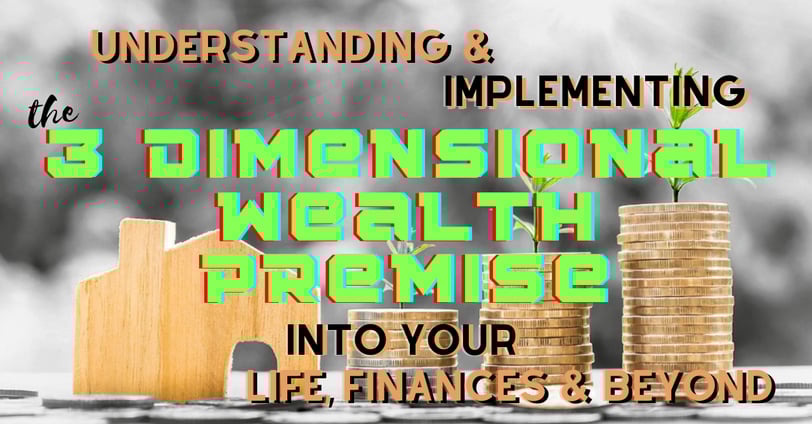 a stack of coins and a house with the words, 3 dimensional wealth