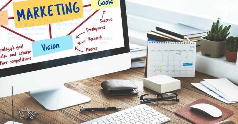 Screen with marketing goals and vision