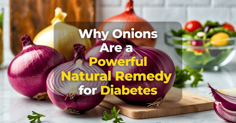 Sliced red onion with whole yellow onions on a kitchen counter
