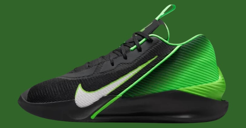 a pair of shoes with green and white stripes, Nike Air Zoom GT Jump Academy